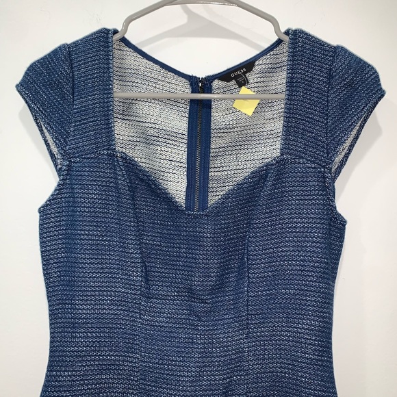 SOLD GUESS Indigo Cap-Sleeve Boucle Dress - Picture 7 of 15